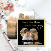 Gouden Hartens Bruid en Bruidegom Vorm Foto Huweli Save The Date