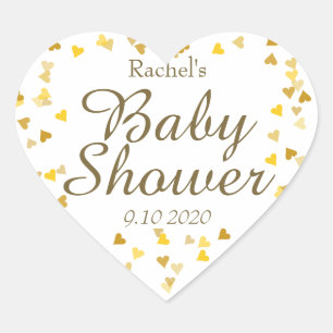 Gouden Hartjes Baby Shower Favor Hart Sticker