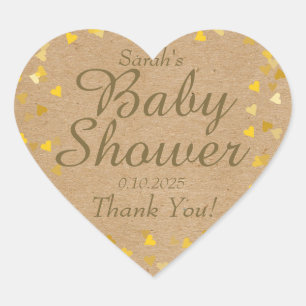 Gouden Hartjes Baby Shower Favor Hart Sticker