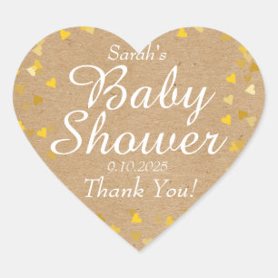Gouden Hartjes Baby Shower Favor Hart Sticker