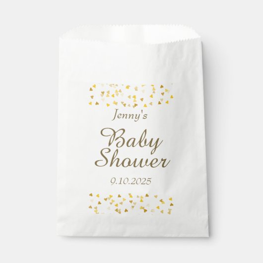 Gouden Hartjes Baby Shower / Sprinkle Favor Bedankzakje (Voorkant)