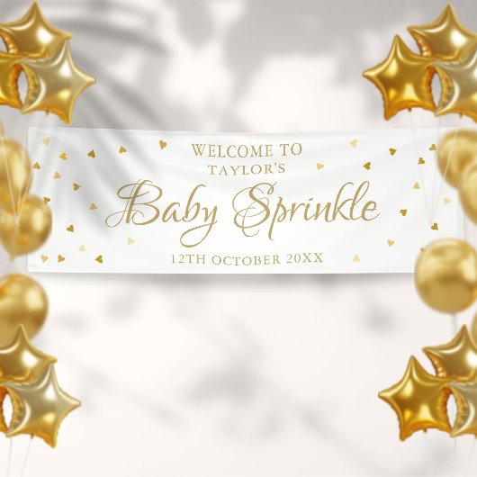 Gouden Hartjes Baby Sprinkle Shower Welkom Spandoek