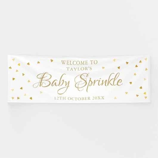 Gouden Hartjes Baby Sprinkle Shower Welkom Spandoek (Horizontaal)