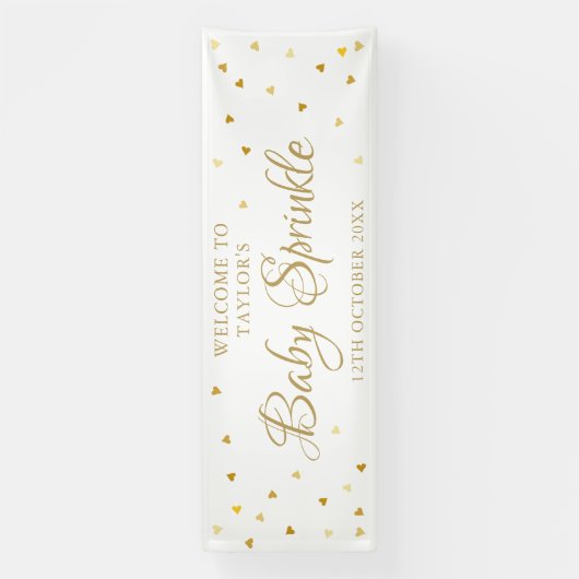 Gouden Hartjes Baby Sprinkle Shower Welkom Spandoek (Verticaal)
