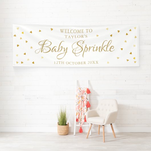 Gouden Hartjes Baby Sprinkle Shower Welkom Spandoek (Insitu)