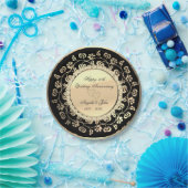 Gouden Hartjes Bloem Diamanten 50ste Huwelijksverj Papieren Bordje (Feest)