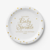 Gouden Hartjes Confetti Baby Sprinkle / Shower Papieren Bordje (Voorkant)