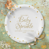 Gouden Hartjes Confetti Baby Sprinkle / Shower Papieren Bordje