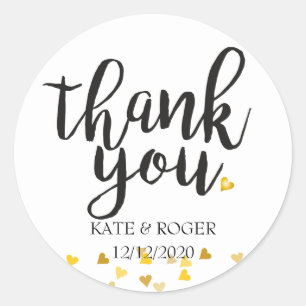 Gouden Hartjes Confetti Bedankt Ronde Sticker