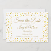 Gouden Hartjes Confetti Save the Date Kaart (Voorkant)