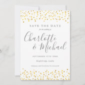 Gouden Hartjes Confetti Script Foto Save The Date (Voorkant)