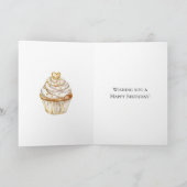 Gouden Hartjes Cupcake Verjaardag Kaart (Binnen)