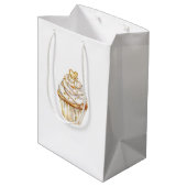 Gouden Hartjes Cupcake Verjaardag Medium Cadeauzakje (Achterkant Gekanteld)