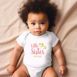 Gouden Hartjes Kleine Zus Naam Monogram Baby Body Romper