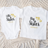 Gouden Hartjes Naam Zus Initiaal Monogram Romper
