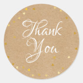 Gouden Hartjes Script Dank Je Rustieke Kraft Boho Ronde Sticker (Voorkant)