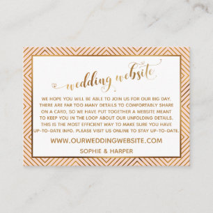 Gouden Hartjes Script op Blush Roze Trouwwebsite Informatiekaartje
