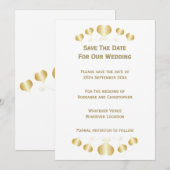 Gouden Hartjes Trouwontwerp Save The Date (Voorkant / Achterkant)