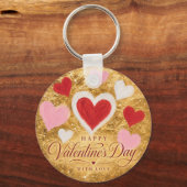 Gouden Hartjes Valentijnslicht Sleutelhanger (Voorkant)