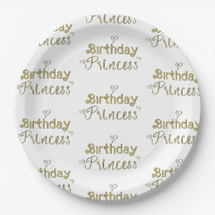 Gouden Hartjes Verjaardag Princess Party Papieren Bordje