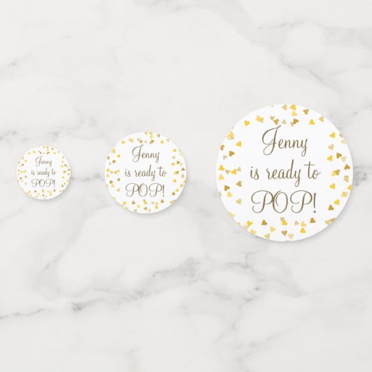 Gouden Hartjes Ze is er klaar voor Baby Shower Fav Confetti (Achterkanten)
