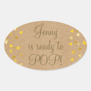 Gouden Hartjes Ze Is Gereed Om Te Ontploffen Baby Ovale Sticker