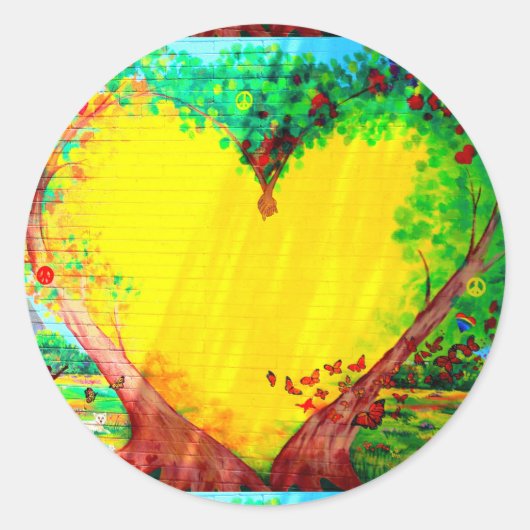 gouden hartsticker ronde sticker (Voorkant)