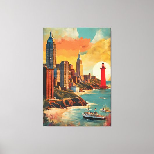 Gouden Haven Silhouet Canvas Afdruk (Voorkant)