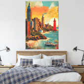 Gouden Haven Silhouet Canvas Afdruk (Insitu (Slaapkamer))
