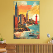 Gouden Haven Silhouet Canvas Afdruk (Insitu (Woonkamer))