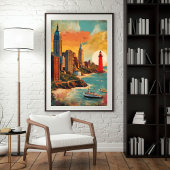 Gouden Haven Silhouet Poster