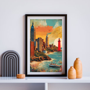Gouden Haven Silhouet Poster