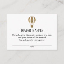 Gouden Heet Luchtballon Luier Raffle Ticket Kaarte