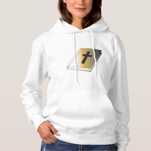 Gouden Heilige Bijbel met Zwarte Kruis Religieus Hoodie
