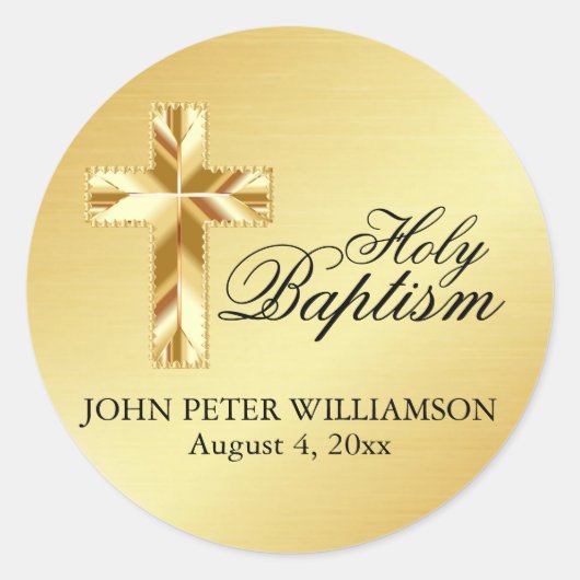 Gouden Heilige Doop Katholieke Evelop Seal met Kru Ronde Sticker (Voorkant)