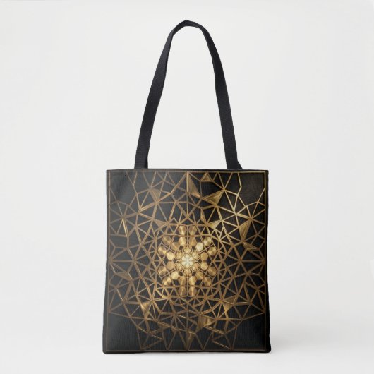Gouden Heilige Geometrie Gloed Tote Bag (Voorkant)