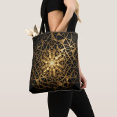 Gouden Heilige Geometrie Gloed Tote Bag (Dichtbij)