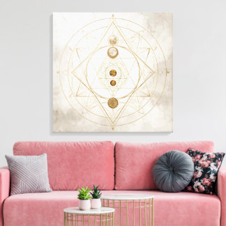 Gouden Heilige Geometrie – Spirituele Wandkunst Canvas Afdruk