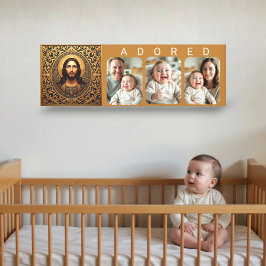 Gouden Heilige Icoon - AANBIDEN Baby Foto Canvas Afdruk