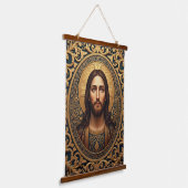 Gouden Heilige Icoon - Jezus Hangend Wandkleed (Gebogen)