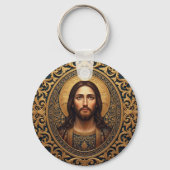 Gouden Heilige Icoon - Jezus Sleutelhanger (Voorkant)