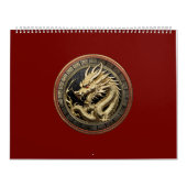 Gouden Heilige Oosterse Draak Medaillon Kalender (Hoes)