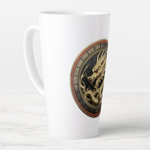 Gouden Heilige Oosterse Draak Medaillon Latte Mok