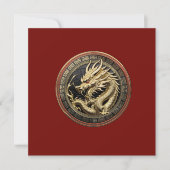 Gouden Heilige Oosterse Draak Medaillon op Rode Fl (Voorkant)