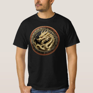 Gouden Heilige Oosterse Draak Medaillon T-shirt