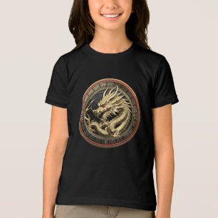 Gouden Heilige Oosterse Draak Medallion Tri-Blend Shirt
