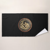 Gouden Heilige Oosterse Draken Medaillon Badhanddoek (Badhanddoek)