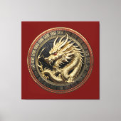 Gouden Heilige Oosterse Draken Medaillon Canvas Afdruk (Voorkant)
