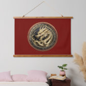 Gouden Heilige Oosterse Draken Medaillon Hangend Wandkleed (Slaapkamer)