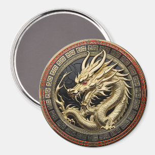 Gouden Heilige Oosterse Draken Medaillon Magneet